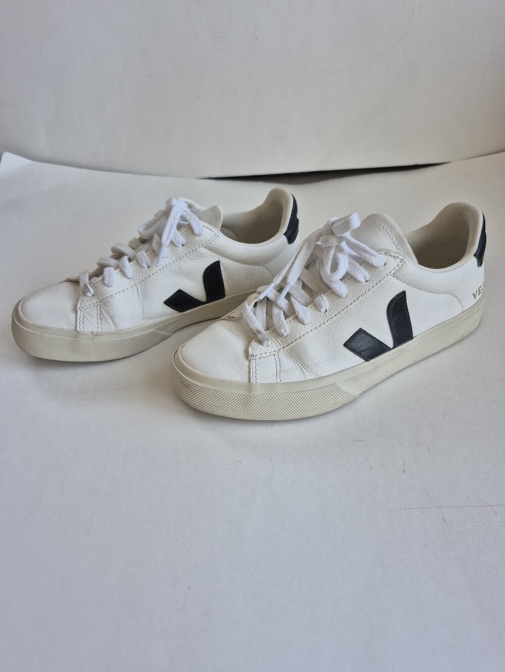Veja Sneakers Campo White Black Leather Low Top Size 7 - Picture 10 of 15